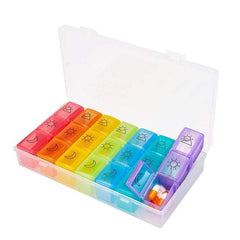 Portable 21-Compartment Colorful Weekly Pill Organizer