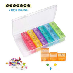 Portable 21-Compartment Colorful Weekly Pill Organizer