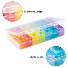 Portable 21-Compartment Colorful Weekly Pill Organizer