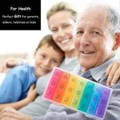 Portable 21-Compartment Colorful Weekly Pill Organizer