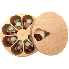 Beech Wood 7-Section Medicine Organizer for Kitchen Storage