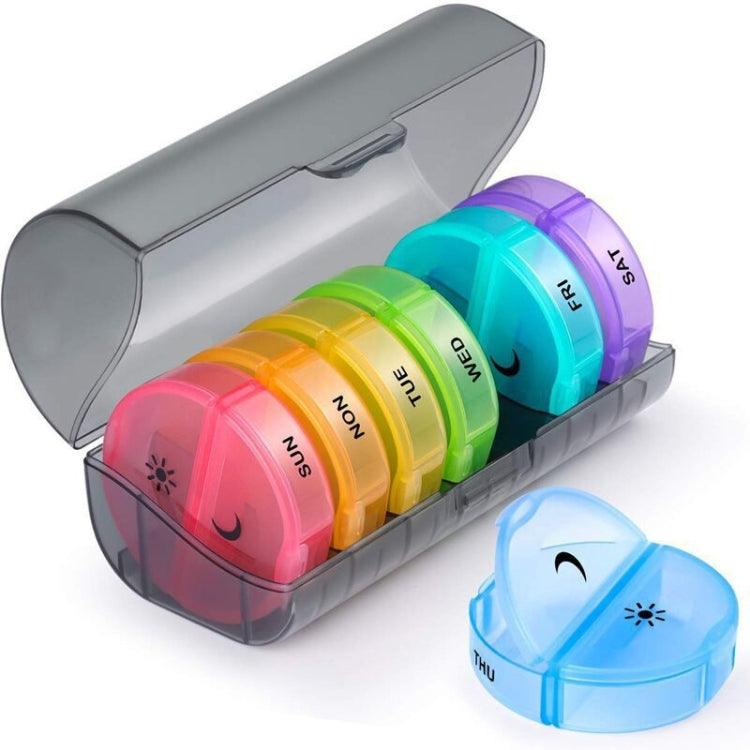 Compact 14-Compartment Travel Pill Organizer - Moisture-Proof and Portable