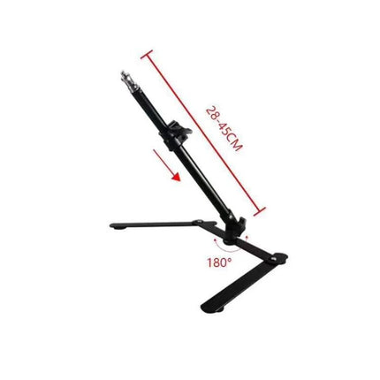 Overhead Light Stand for Everyday Online Content Creation - adjustable black overhead stand for phone/camera, 28-45cm, 180° folding base