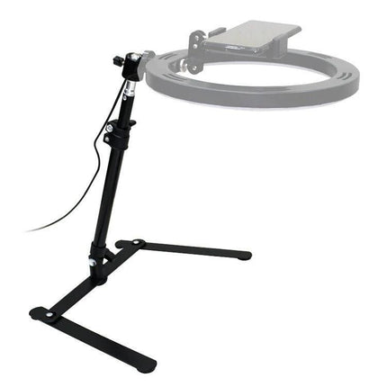 Overhead Light Stand for Everyday Online Content Creation — adjustable tripod base with phone mount and ring light arm for live broadcasts and food photography