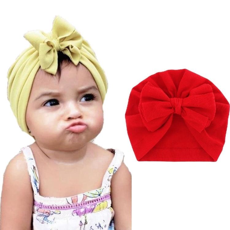 Baby Solid Color Cotton Bowknot Turban Hat for Infants