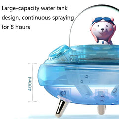 Cute Cartoon Bear Dual Spray Pet Humidifier with Colorful Night Light and 8-Hour Continuous Mist