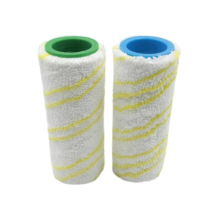Cleaning Brush Roller Set for Karcher Floor Cleaner Accessories - two replacement microfiber rollers with green and blue cores