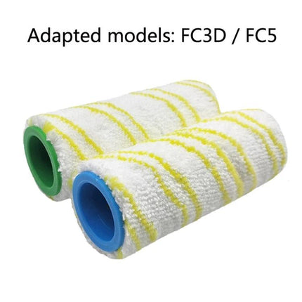 Cleaning Brush Roller Set for Karcher Floor Cleaner Accessories - replacement microfiber rollers for FC3D FC5 models, pair for home floor cleaning
