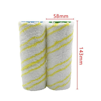 Cleaning Brush Roller Set for Karcher Floor Cleaner Accessories - pair of 58mm x 143mm replacement microfiber rollers with yellow stripe