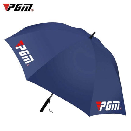 PGM Golf Umbrella with Built-in Fan for Everyday Sun Protection - navy blue umbrella with PGM logo, built-in fan for shade and cooling