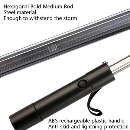 PGM Golf Umbrella with Built-in Fan for Everyday Sun Protection — close-up of hexagonal steel rod and ABS rechargeable handle with strap