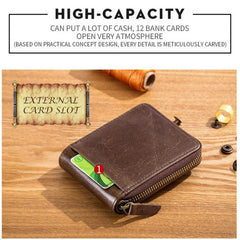 BUFF CAPTAIN 231 Premium Cowhide Zipper Wallet - Horizontal Multi-Card Leather Album for Easy Organization