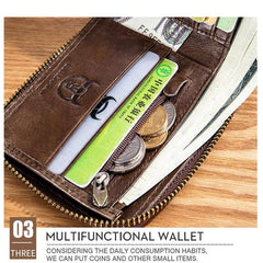 BUFF CAPTAIN 231 Premium Cowhide Zipper Wallet - Horizontal Multi-Card Leather Album for Easy Organization