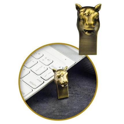 Zodiac Metal USB Flash Drive for Everyday Data Storage - brass zodiac horse metal USB plug for laptops and file transfer