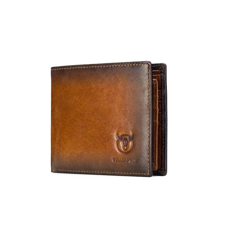 Men's BUFF CAPTAIN 05 Leather RFID-Blocking Short Wallet - Soft Cowhide with Multi-Card Slots