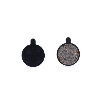 Mountain Bike Semi-Metallic Brake Pads for Disc Brakes — round copper-fiber pads with steel back plate, pair for commuter and light XC disc brakes