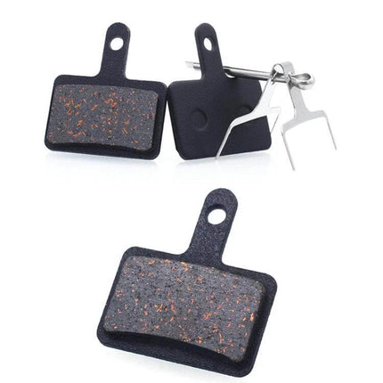 Mountain Bike Semi-Metallic Brake Pads for Disc Brakes - copper-fiber compound with steel back plate, pair of bicycle disc brake pads