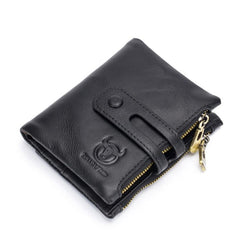 Cartera vertical de cuero BUFF CAPTAIN 021 para hombre, cartera corta multifunción