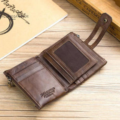 BUFF CAPTAIN 021 Men's Leather Vertical Multi-Function Wallet