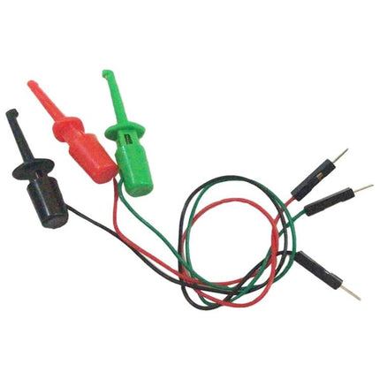 Handheld Electronic Component Tester for Diodes and Transistors with red green black test clips and probe leads for component testing