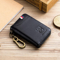 BUFF CAPTAIN 474 Versatile Leather Coin Wallet with Anti-Theft Key Holder and Hanging Waist Design