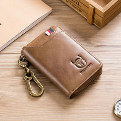 BUFF CAPTAIN 474 Versatile Leather Coin Wallet with Anti-Theft Key Holder and Hanging Waist Design