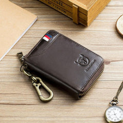 BUFF CAPTAIN 474 Versatile Leather Coin Wallet with Anti-Theft Key Holder and Hanging Waist Design