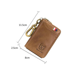 BUFF CAPTAIN 474 Versatile Leather Coin Wallet with Anti-Theft Key Holder and Hanging Waist Design