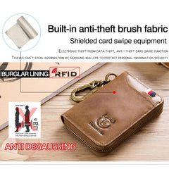 BUFF CAPTAIN 474 Versatile Leather Coin Wallet with Anti-Theft Key Holder and Hanging Waist Design