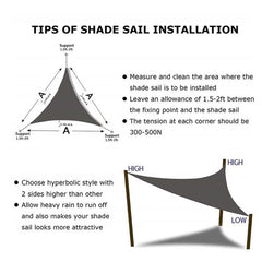 Triangle Waterproof Outdoor Garden Sunshade Canopy Sail - 3m x 3m x 4.3m Anti-UV Protection