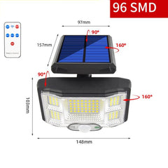 TG-TY085 Lámpara de pared con detección de movimiento solar para exteriores, luz de calle impermeable para jardín doméstico con control remoto, especificaciones: