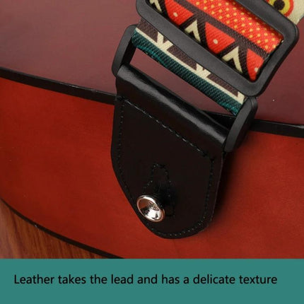 Printed Ukulele Straps for Musicians' Daily Practice Sessions - colorful printed strap with leather end attached to ukulele