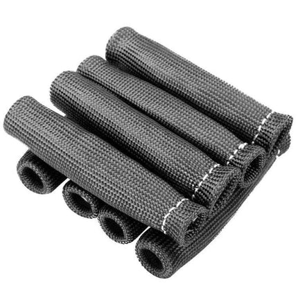 Set of 8 High-Temperature Spark Plug Protective Covers - black double-layer heat shield sleeves for spark plug wires, exhaust/header protection