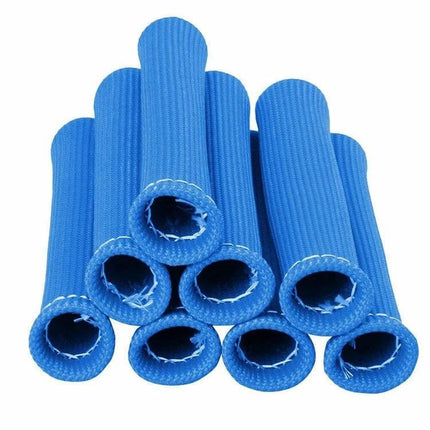 Set of 8 High-Temperature Spark Plug Protective Covers blue fiber double-layer heat shield for spark plug wires