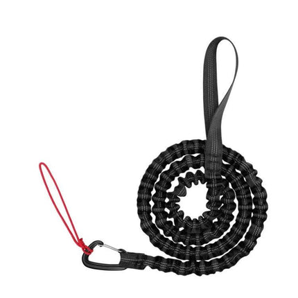 Bicycle Tow Rope 1.7m Stretch to 3m for Parent-Child Rides – black elastic nylon tow rope with carabiner and loop handle for safe teaching rides