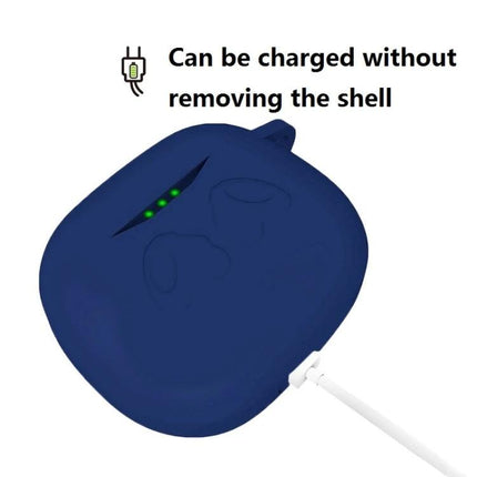 G23 Silicone Protective Cover for Daily Earbud Protection navy blue case showing charging with cable inserted and LED indicators