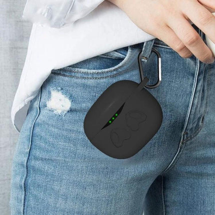 G23 Silicone Protective Cover for Daily Earbud Protection hanging from jean pocket with carabiner, black silicone case showing LED indicators