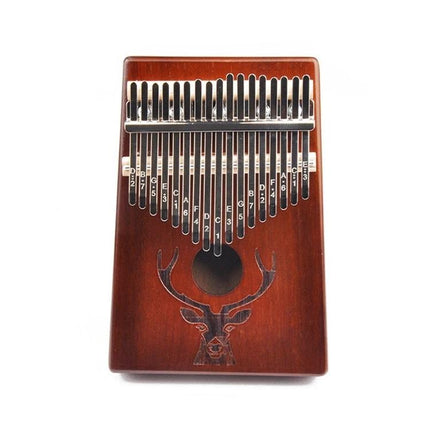 Beginner Kalimba Thumb Piano for Daily Music Relaxation and Learning - acacia wood handheld thumb piano with metal keys and deer engraving