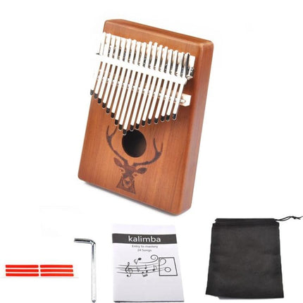 Beginner Kalimba Thumb Piano for Daily Music Relaxation and Learning - acacia wood thumb piano with metal keys, tuning hammer, picks, pouch and instruction book