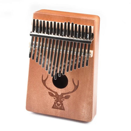 Beginner Kalimba Thumb Piano for Daily Music Relaxation and Learning - acacia wood thumb piano with metal keys and deer engraving, portable for travel