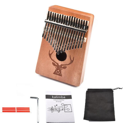 Beginner Kalimba Thumb Piano for Daily Music Relaxation and Learning - acacia wood 17-key set with carrying pouch, wrench and beginner songbook