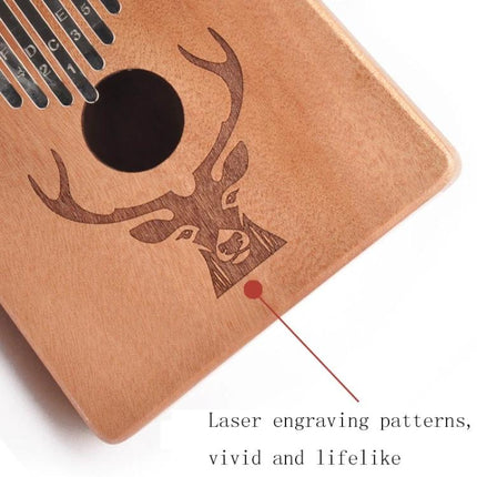 Beginner Kalimba Thumb Piano for Daily Music Relaxation and Learning acacia wood thumb piano with laser-engraved deer design and metal keys