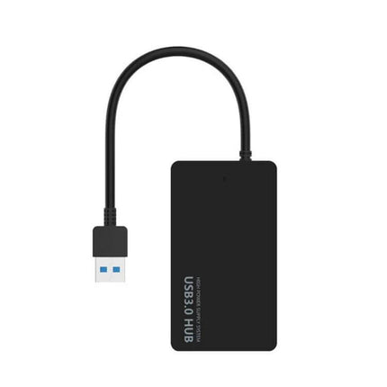 Compact 4-Port USB Hub for Multiple Device Connections, Black - slim USB 3.0 desktop hub for laptop peripherals and external drives