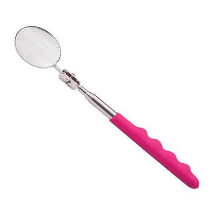 Versatile Mirror for Routine Vehicle Maintenance Checks - telescoping inspection mirror with pink grip, extends for checking hard-to-reach engine and fluid areas