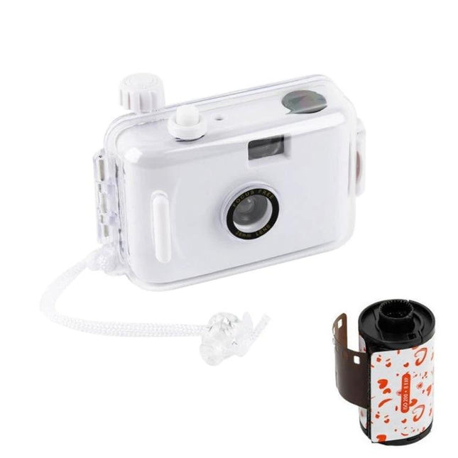 Vintage Waterproof Film Camera for Outdoor Photography Use - white waterproof ABS 135 film camera for beach, hike and underwater adventures