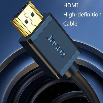 Jasoz 4K HDMI Cable for High-Definition Projector and Computer Use - close-up of gold-plated HDMI connector and durable jacket