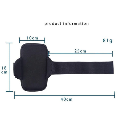 Unisex Running Armband for 6.5-Inch Phones, Outdoor Use - black neoprene armband with measurements 40cm x 18cm x 10cm and 25cm strap, water-resistant, 81g
