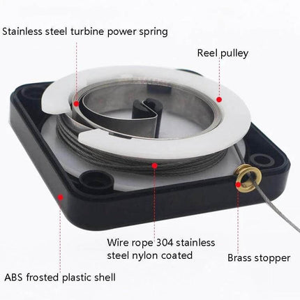 Black Automatic Door Closer For Sliding Doors Home Use compact ABS shell with PA6-coated 316 stainless steel wire rope and brass stopper