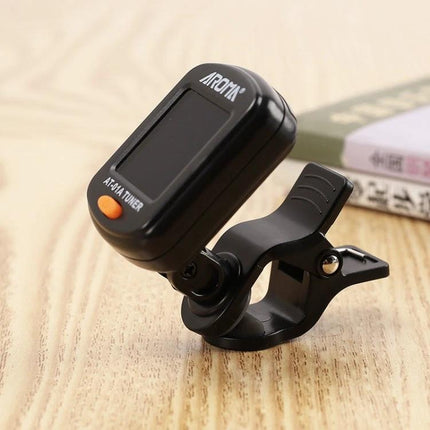 Aroma Clip-On Tuner for Everyday Instrument Tuning at Home - compact clip tuner attached to guitar or ukulele for accurate home practice