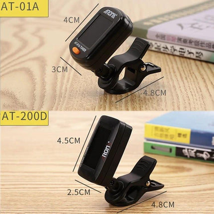 Aroma Clip-On Tuner for Everyday Instrument Tuning at Home - compact clip tuner for guitar bass violin ukulele practice